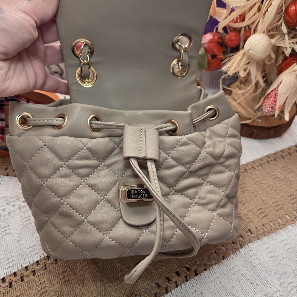 Badgley Mischka Drawstring Small Backpack NWT - image 4